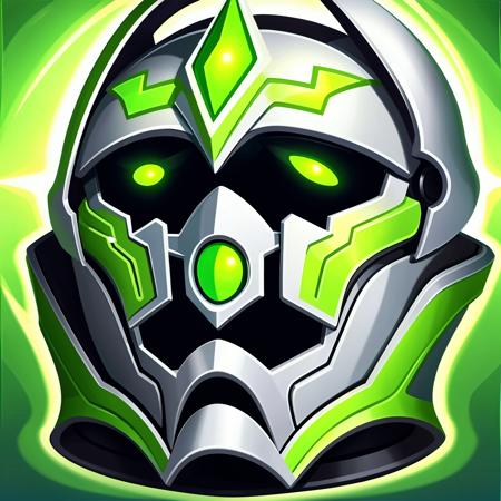 12633-3377438564-HEZI，LOL game style, dress up icon, game icon, no humans, glowing, still life, green theme, non-humanoid robot, crystal, halo, m.png